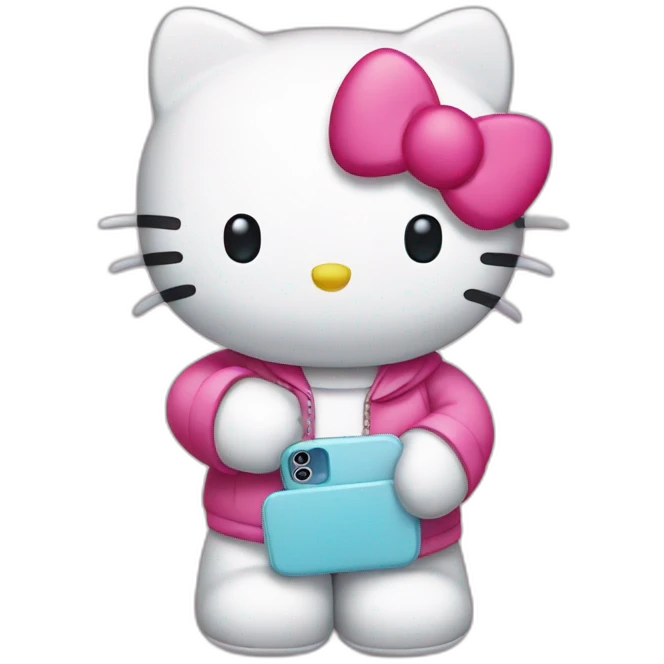 Hello kitty with an iphone emoji