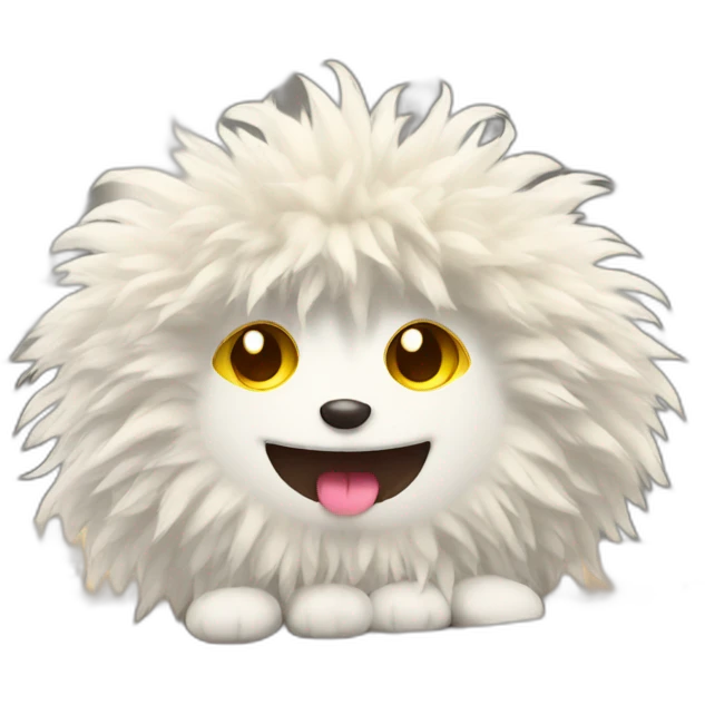Fluffy sun plush working at a desk emoji