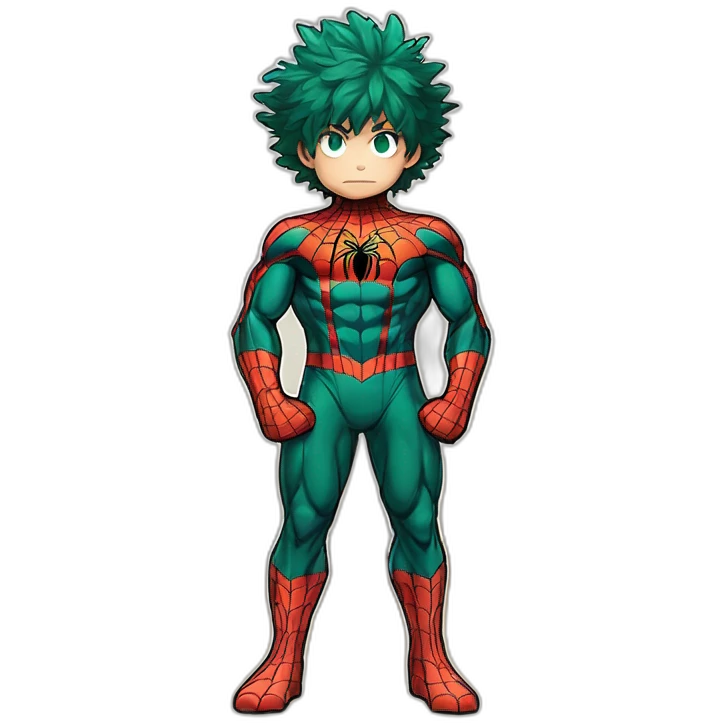 Izuku midoriya in spiderman costume, standing on the floor emoji