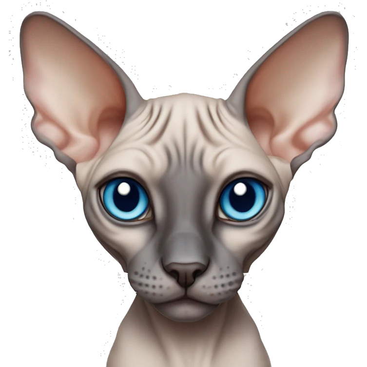 Sphynx cat , big ears, siamese colour , thin , blue eyes  emoji