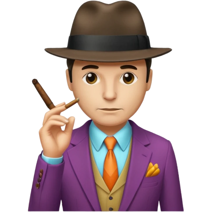 Retro Mobster with colored suits and hats without cigar emoji