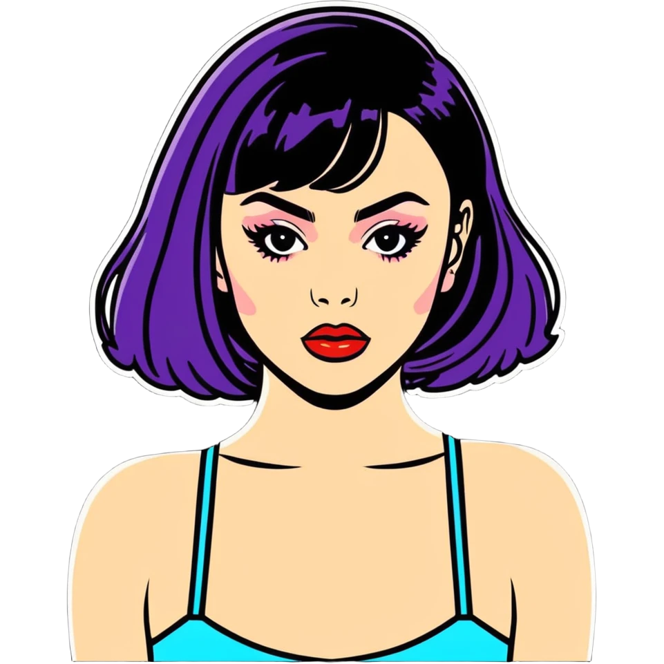Charli XCX as a sticker, vibrant and colorful, pop art style emoji