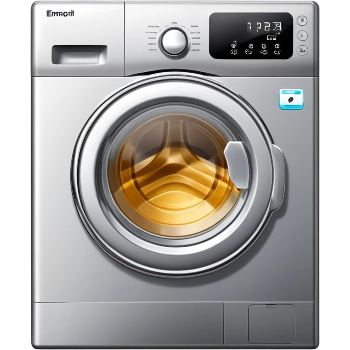 modern washing machine with digital display emoji