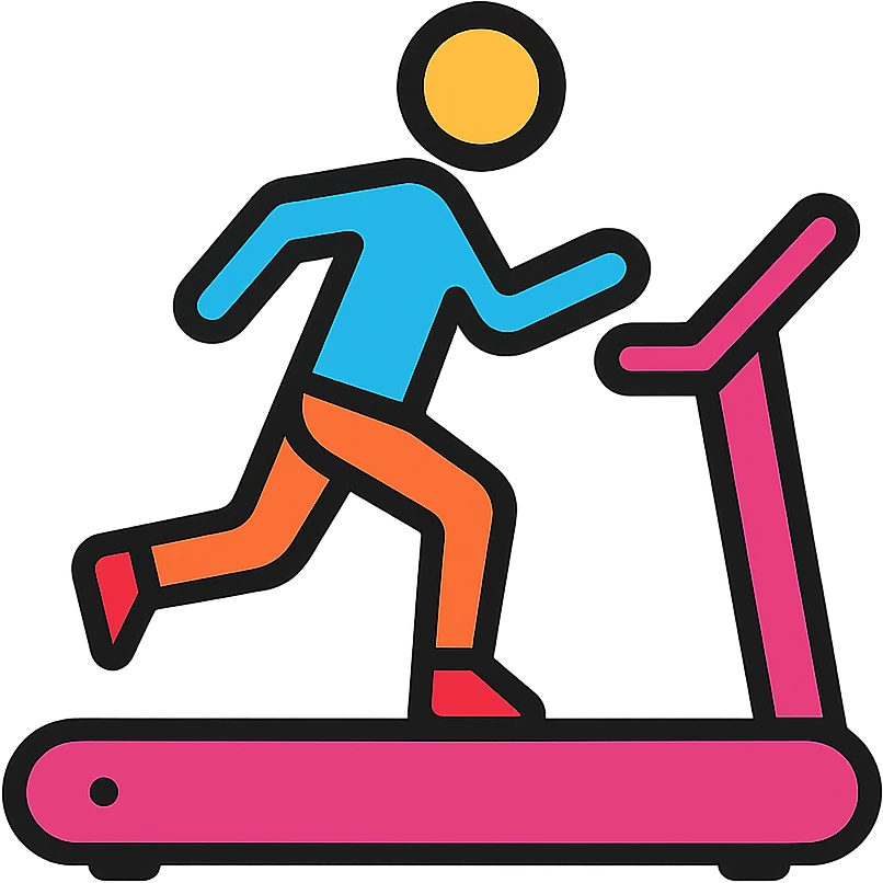 person running on treadmill, dynamic, gym, icon style, colorful emoji
