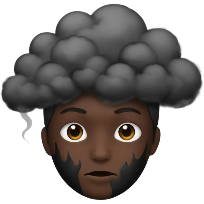 A pitch black head covered in black smoke  emoji