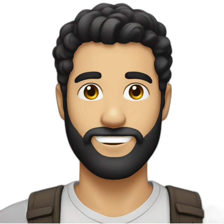 handsome beard man smile black hair emoji
