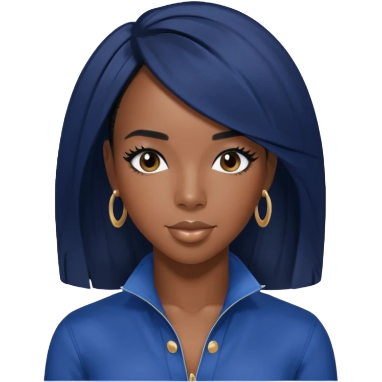 Kelly Rowland from Destiny's Child with jet black hair, indigo outfit emoji