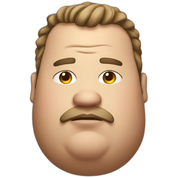 fat guy with pokerface emoji