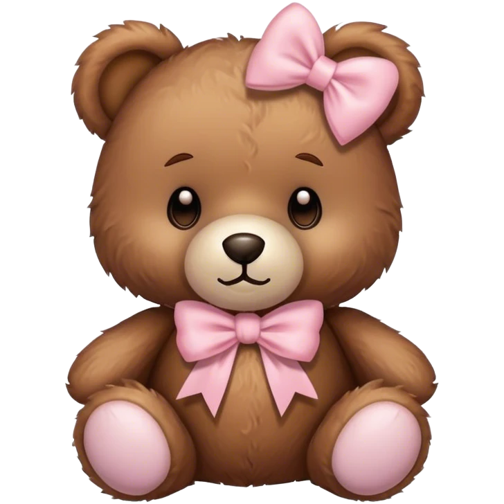 Teddy bear with light pink bow  emoji