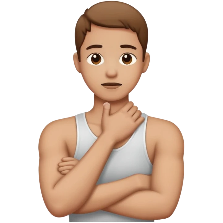 Crossed arms holding neck  emoji
