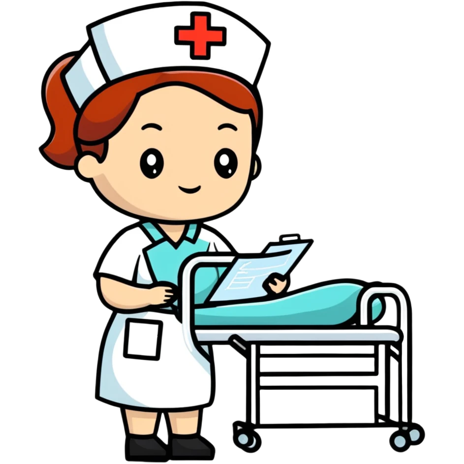 Nurse in uniform checking patients during hospital rounds emoji