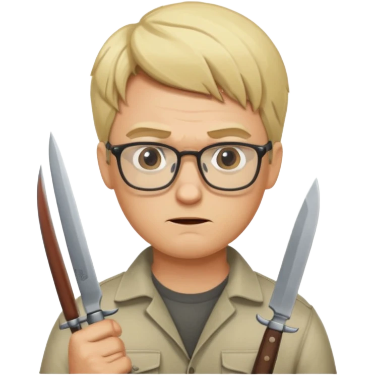 blonde man with glasses and knives emoji