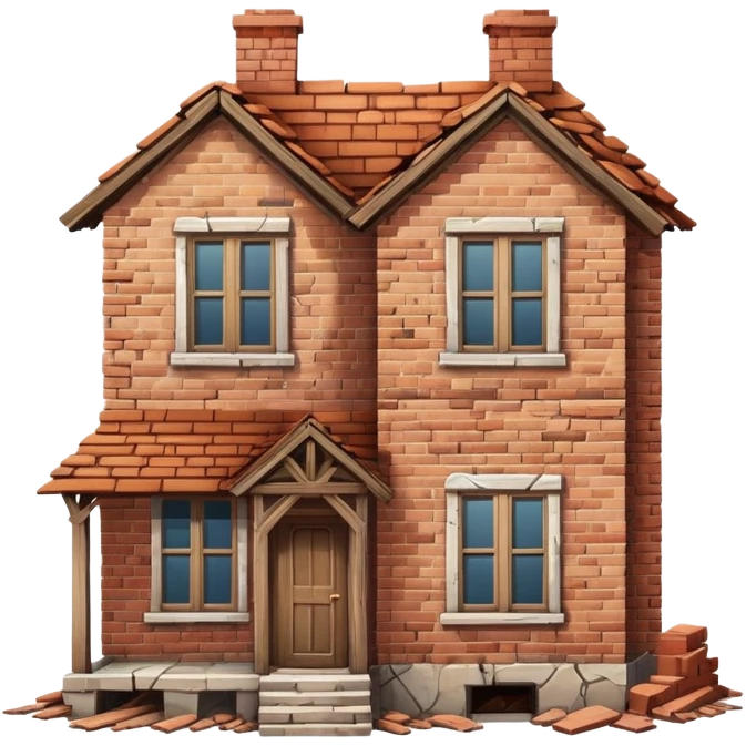 a house and a derelict house side by side emoji