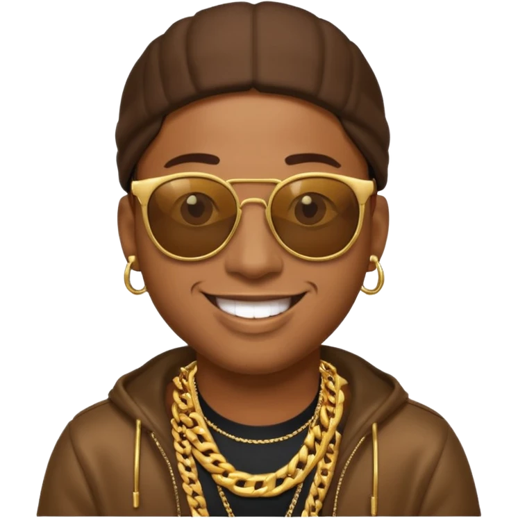rapper emoji making a hand sign, gold chain, sunglasses emoji