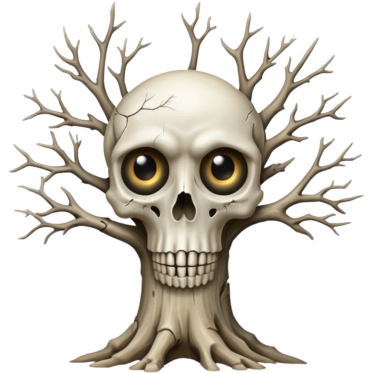 a tree made of bones with eyes emoji