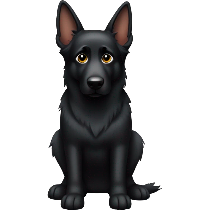 Black German Shepard with one pointy ear and one bent ear emoji