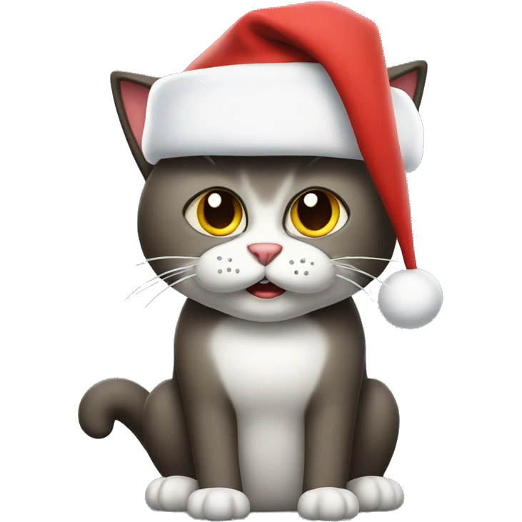 Make an angry cat with a Santa hat emoji