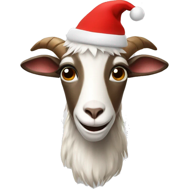A goat with a Christmas hat emoji
