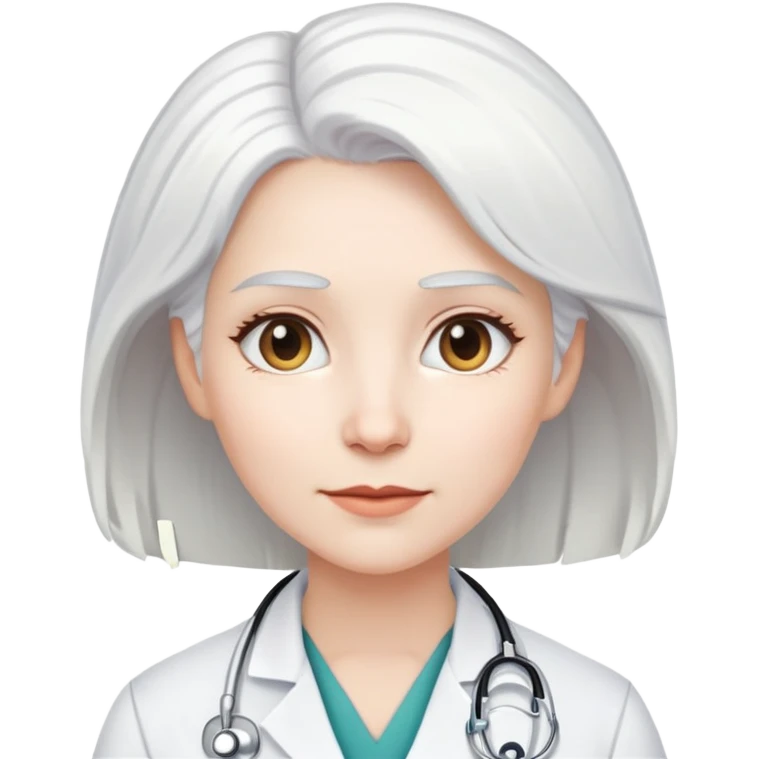 female white physician with white hair emoji