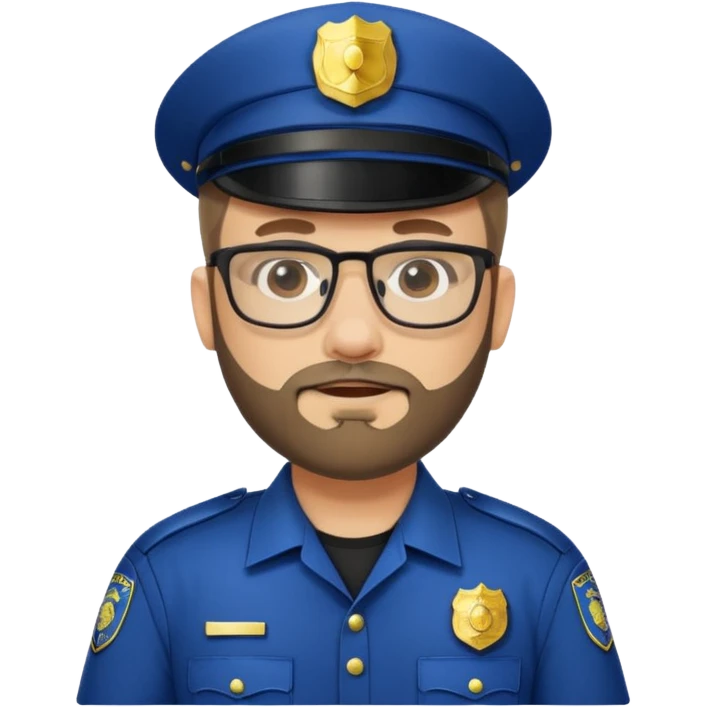 Police officer with glasses and beards(different uniform) emoji