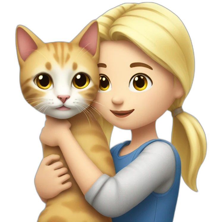 little cat in arm of blond girl  emoji