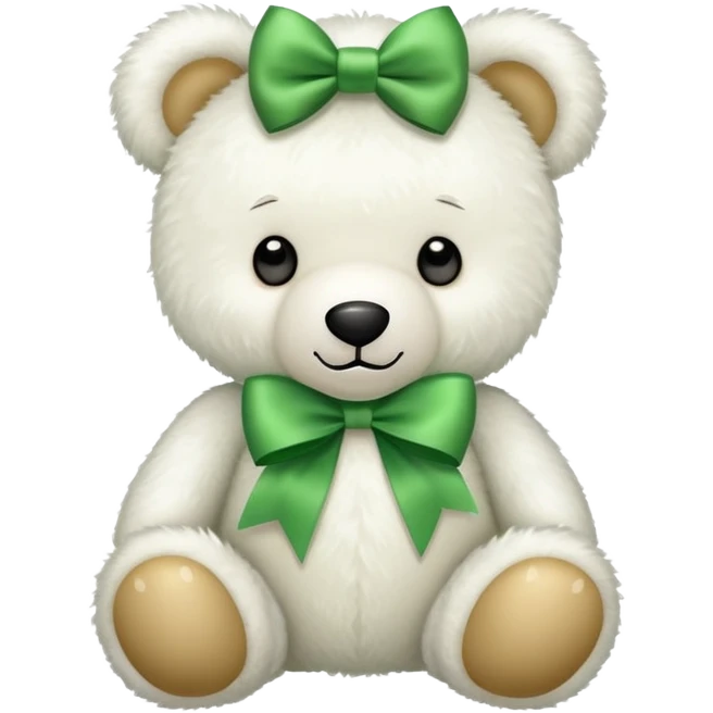 White teddy bear with green bow emoji