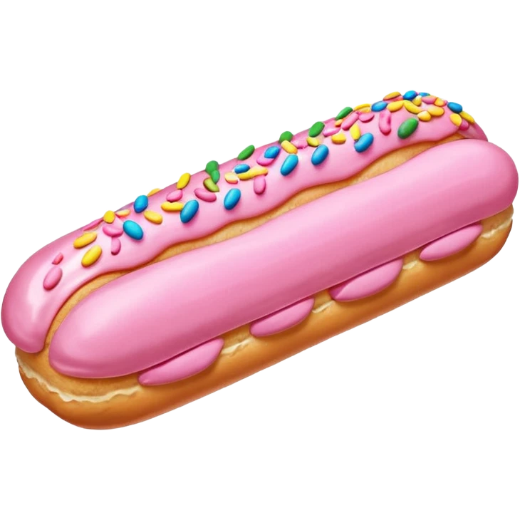 eclair with pink fondant and sprinkles emoji