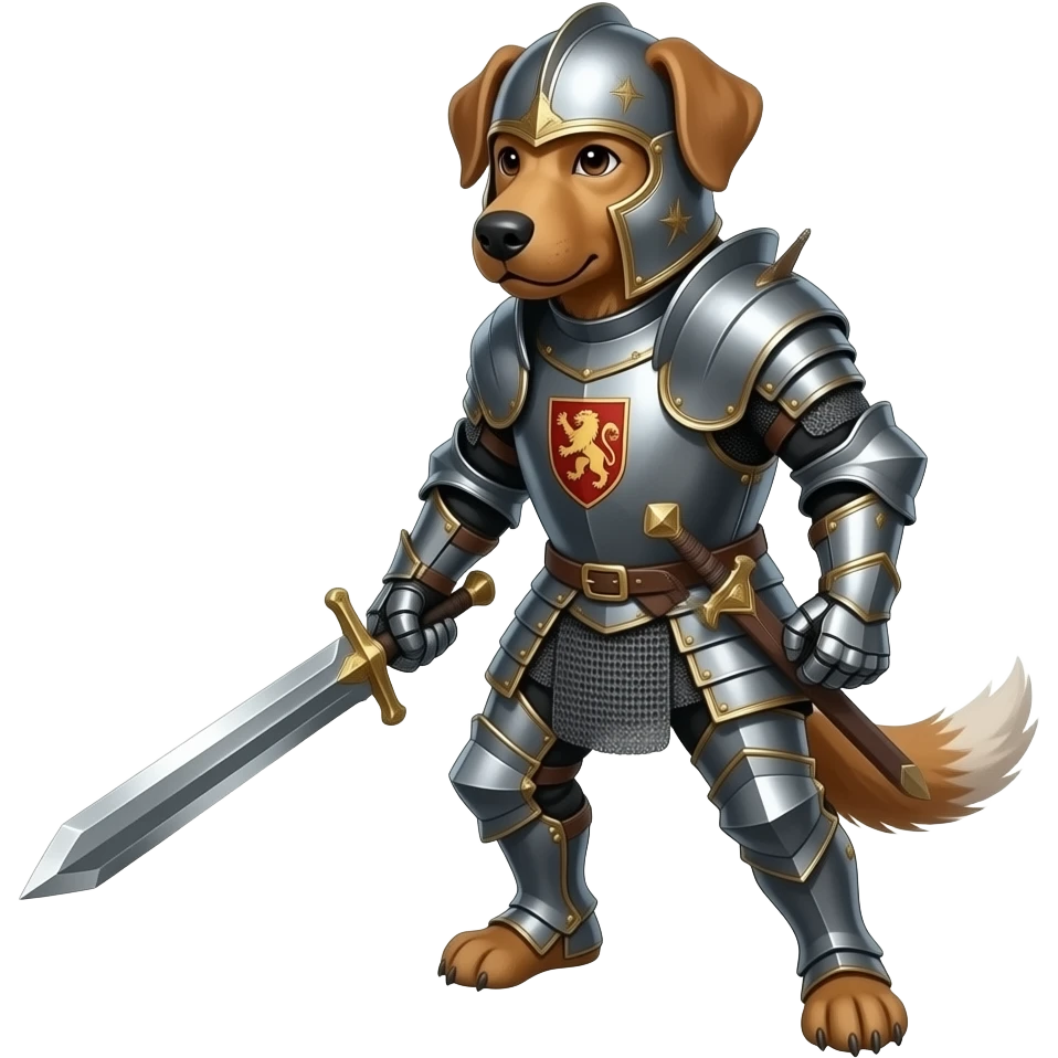 A antropomorphic dog dressed in medieval knight outfit emoji