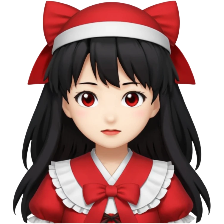 an emoji of reimu hakurei from touhou project looking at the front emoji