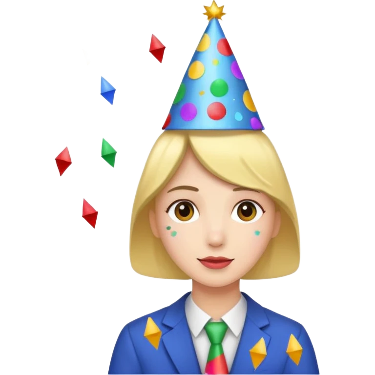 Wearing party hat with confetti emoji