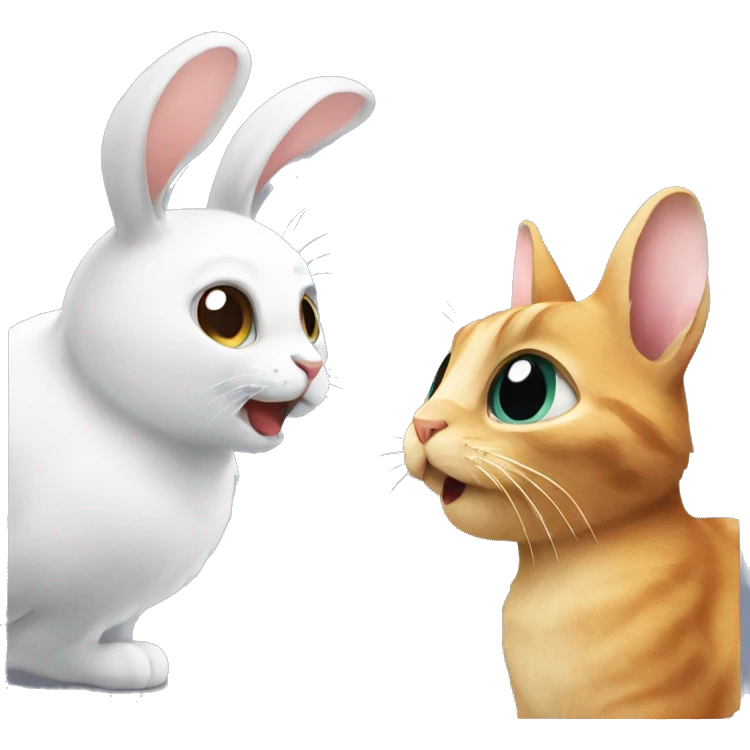a cat and a rabbit having a conversation emoji