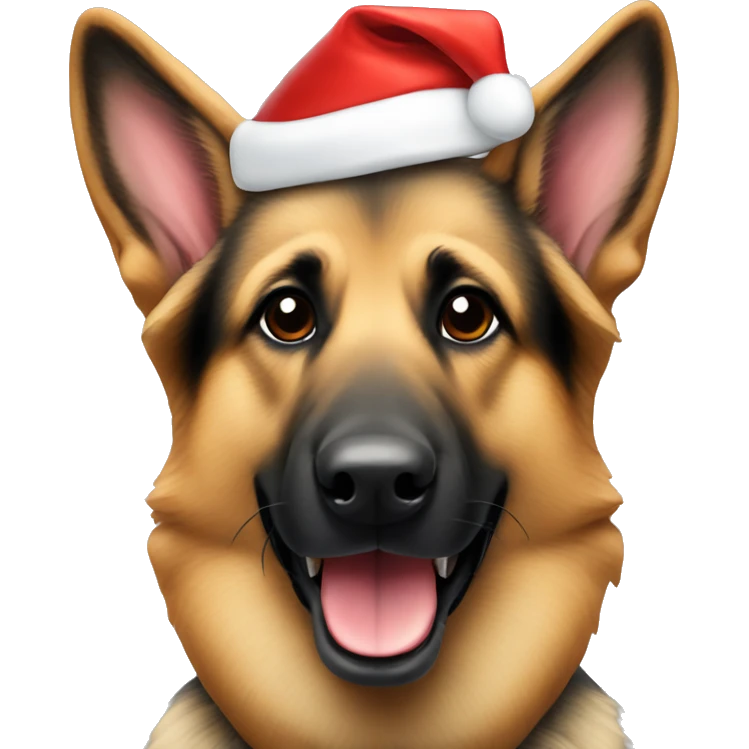 german shepherd dog with santa hat emoji