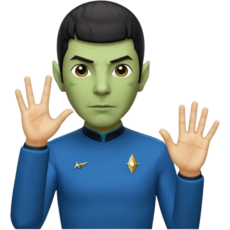 Spock with the Vulcan salute with Starfleet blue uniform (Star Trek) emoji