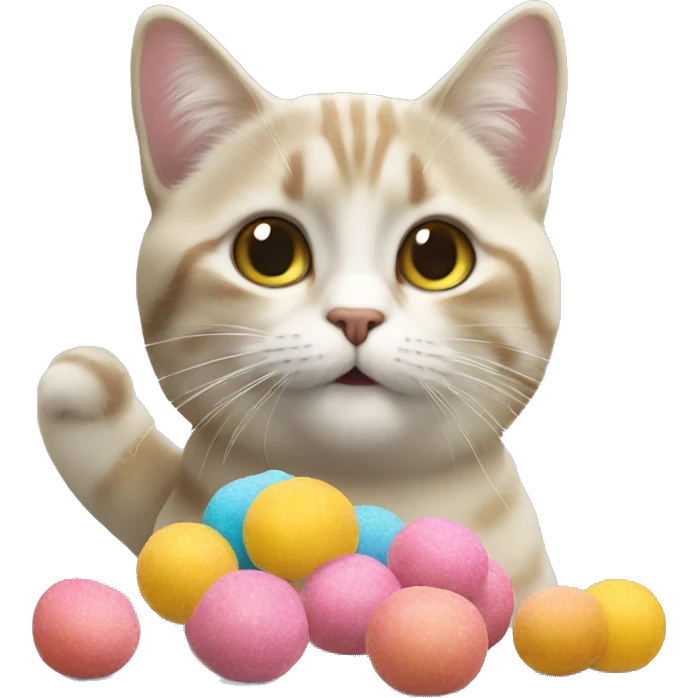 Un chat qui mange des bonbons  emoji