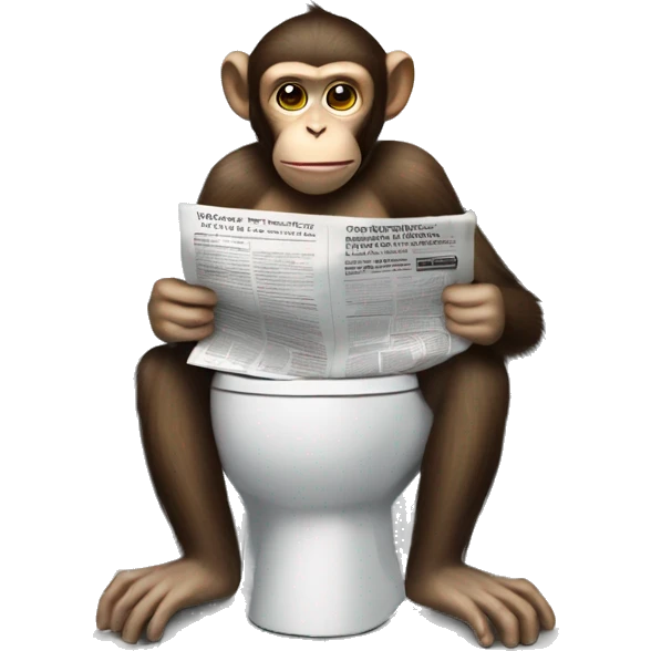 monkey sitting in toilet reading newspaper  emoji