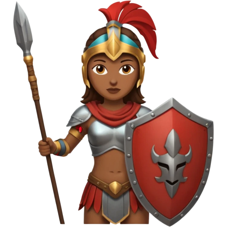 woman spartan warrior holding spear and shield emoji