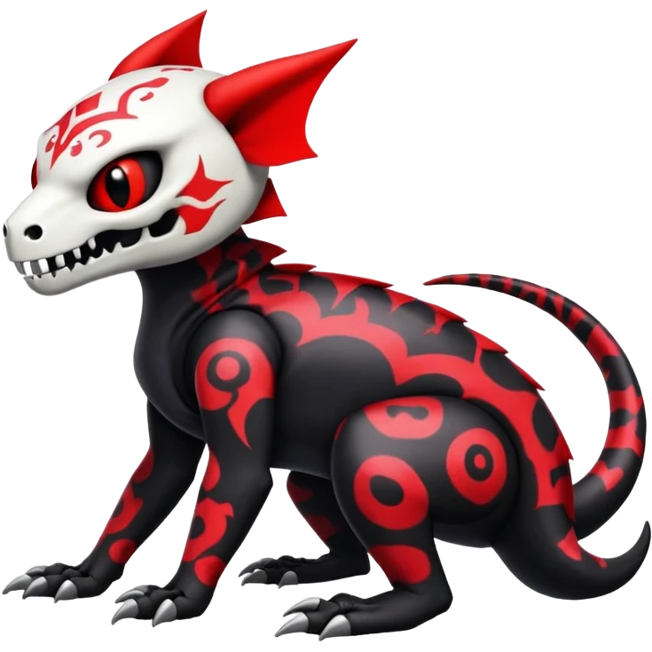 Salandit-Noibat-Litten-Hybrid with a white skull-face (Full body) emoji