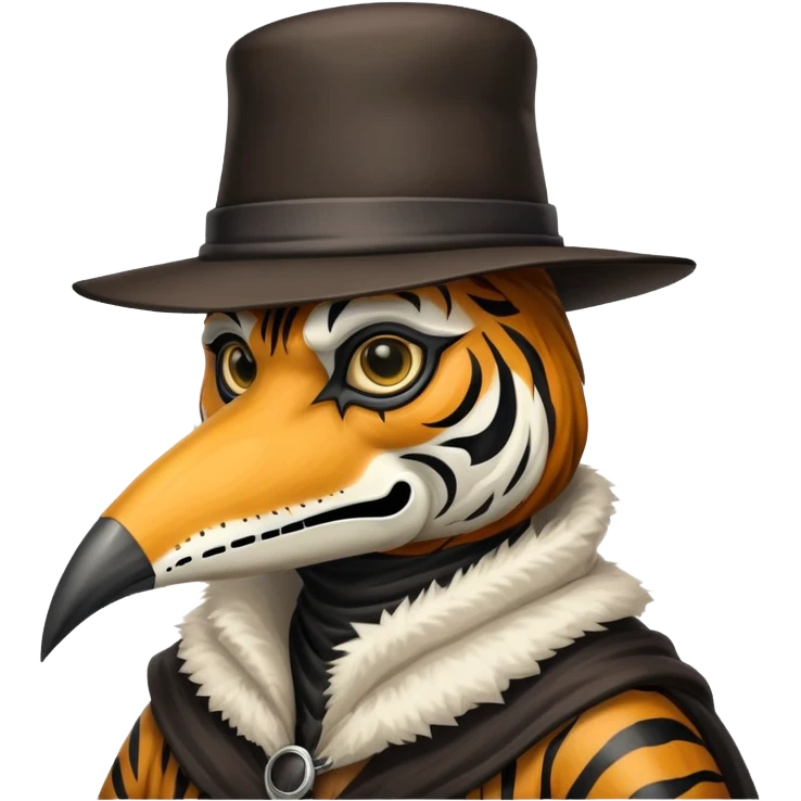 Tiger plague doctor with mask and hat emoji