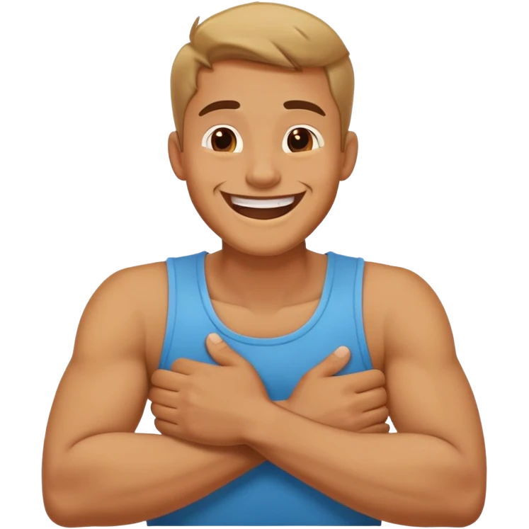 arms crossed holding neck guy laughing  emoji