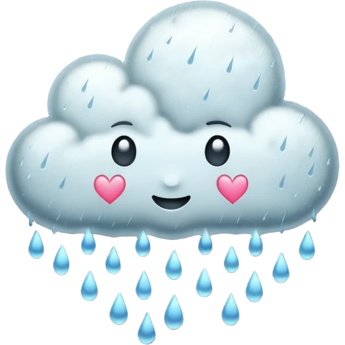 pastel emo cloud with rain and a heart emoji