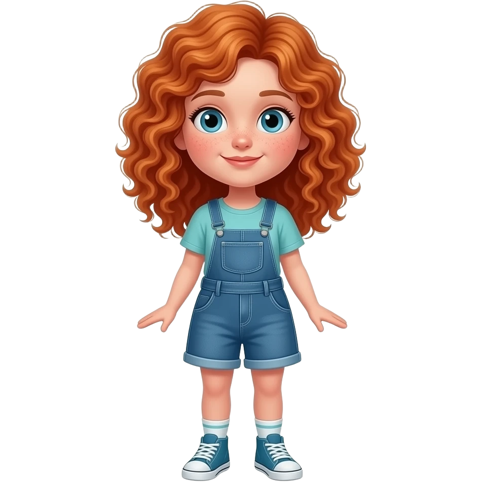 Fille rousse bouclés tâches de rousseur Aqua Poney emoji