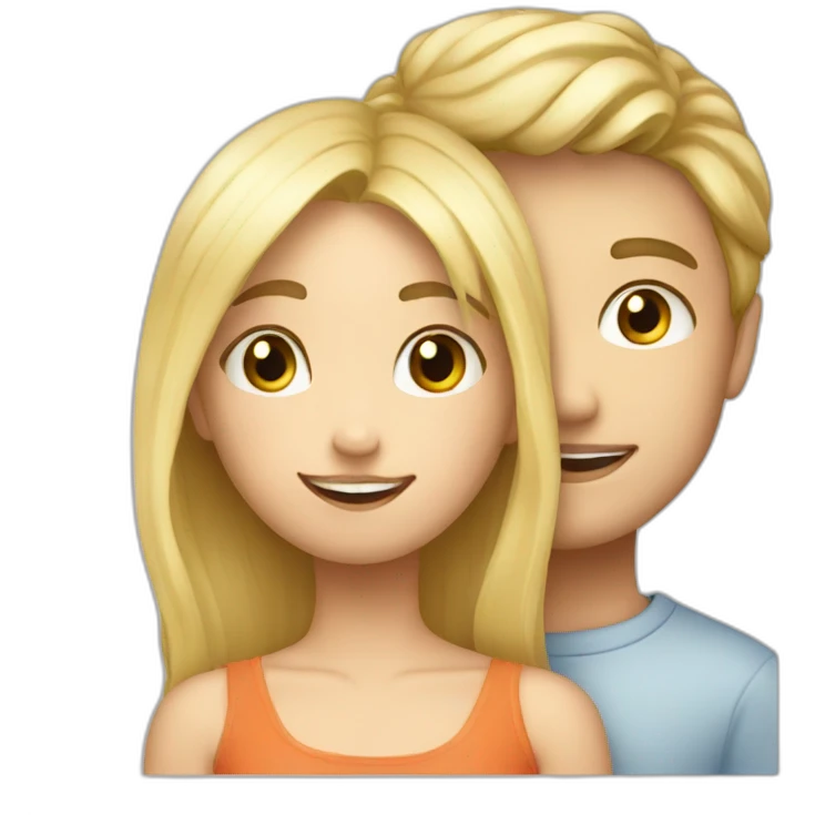 A blond boy who kisses a pretty blonde girl  emoji