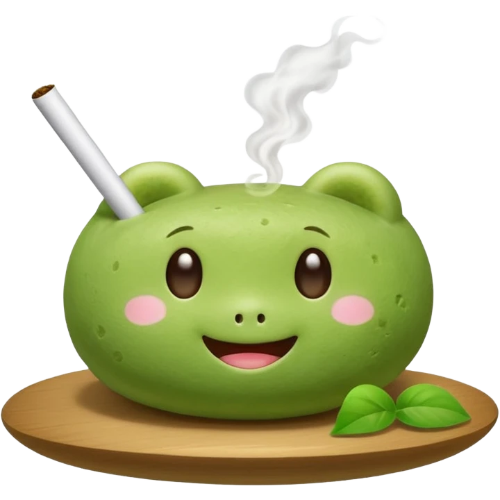 Matcha mochi cute face smoking joint emoji