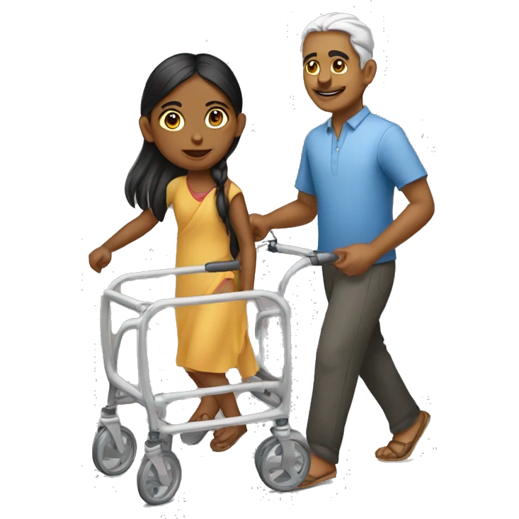 Indian girl with walker emoji