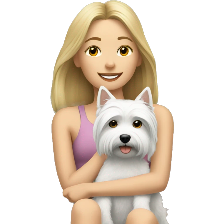A girl resting in her Balcony with her Westie dog emoji