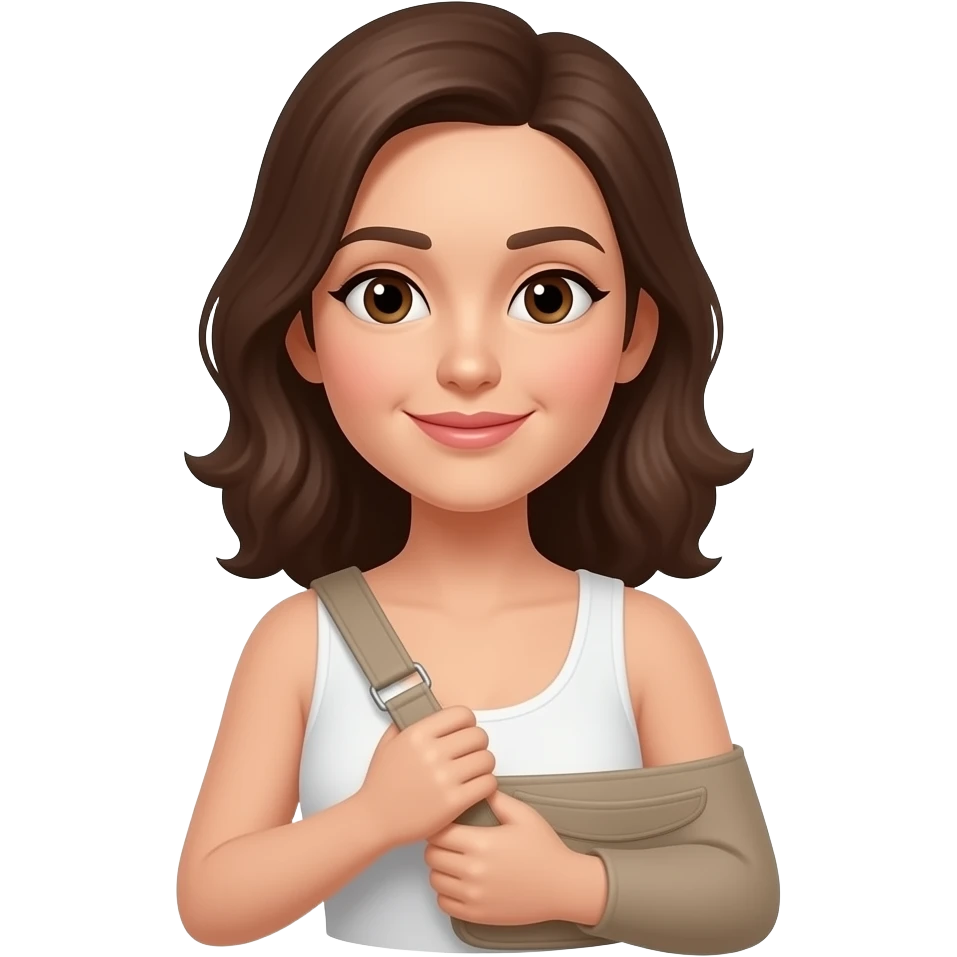 Woman wearing sling on right arm emoji