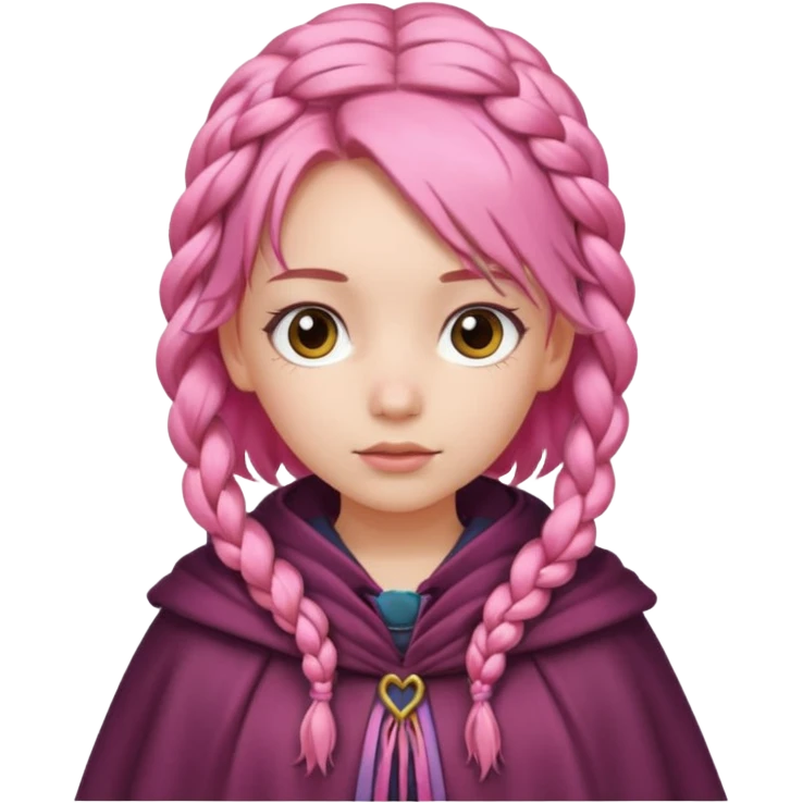 girlwith pink braided hair, cloak emoji