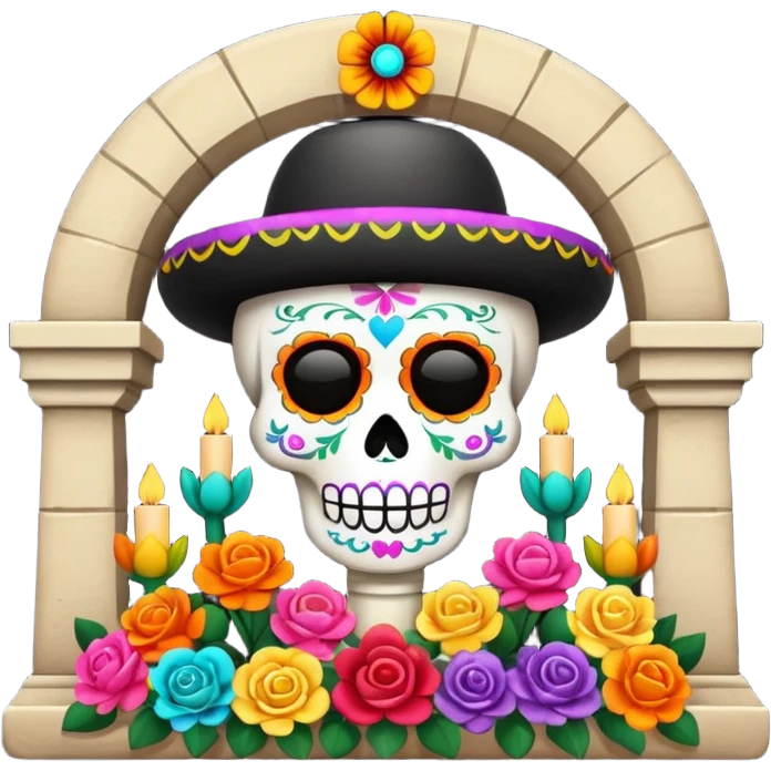 Cute Tumba de día de los muertos con ofrendas  emoji