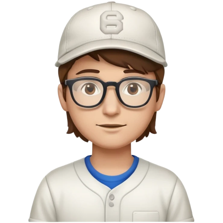 A software developer with brown hair and glasses wearing a baseball cap emoji