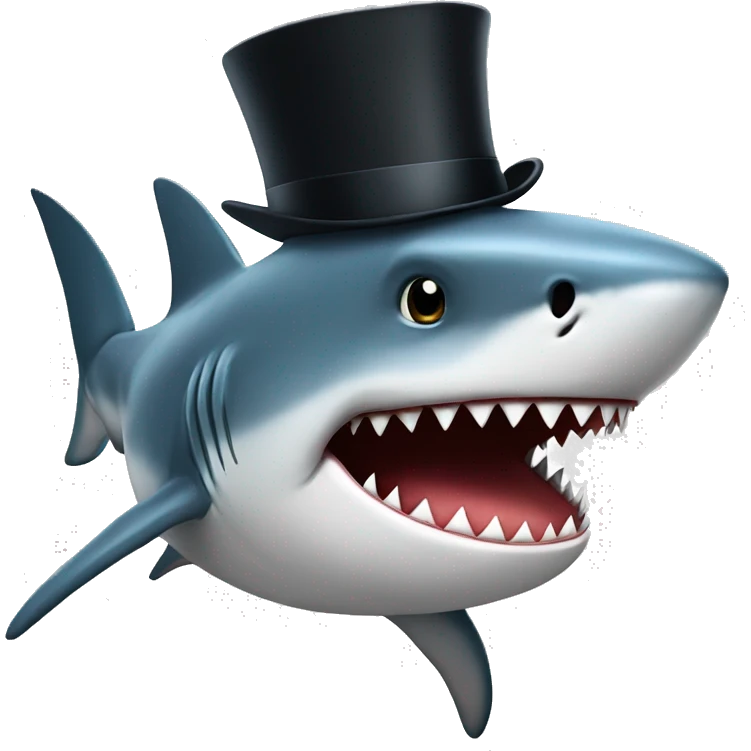 Shark with a top hat emoji